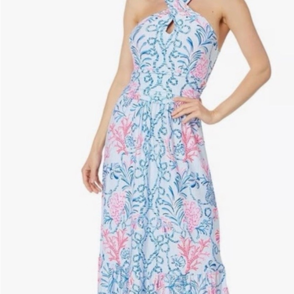 Lilly Pulitzer Vibrant Blue and Pink Maxi Dress